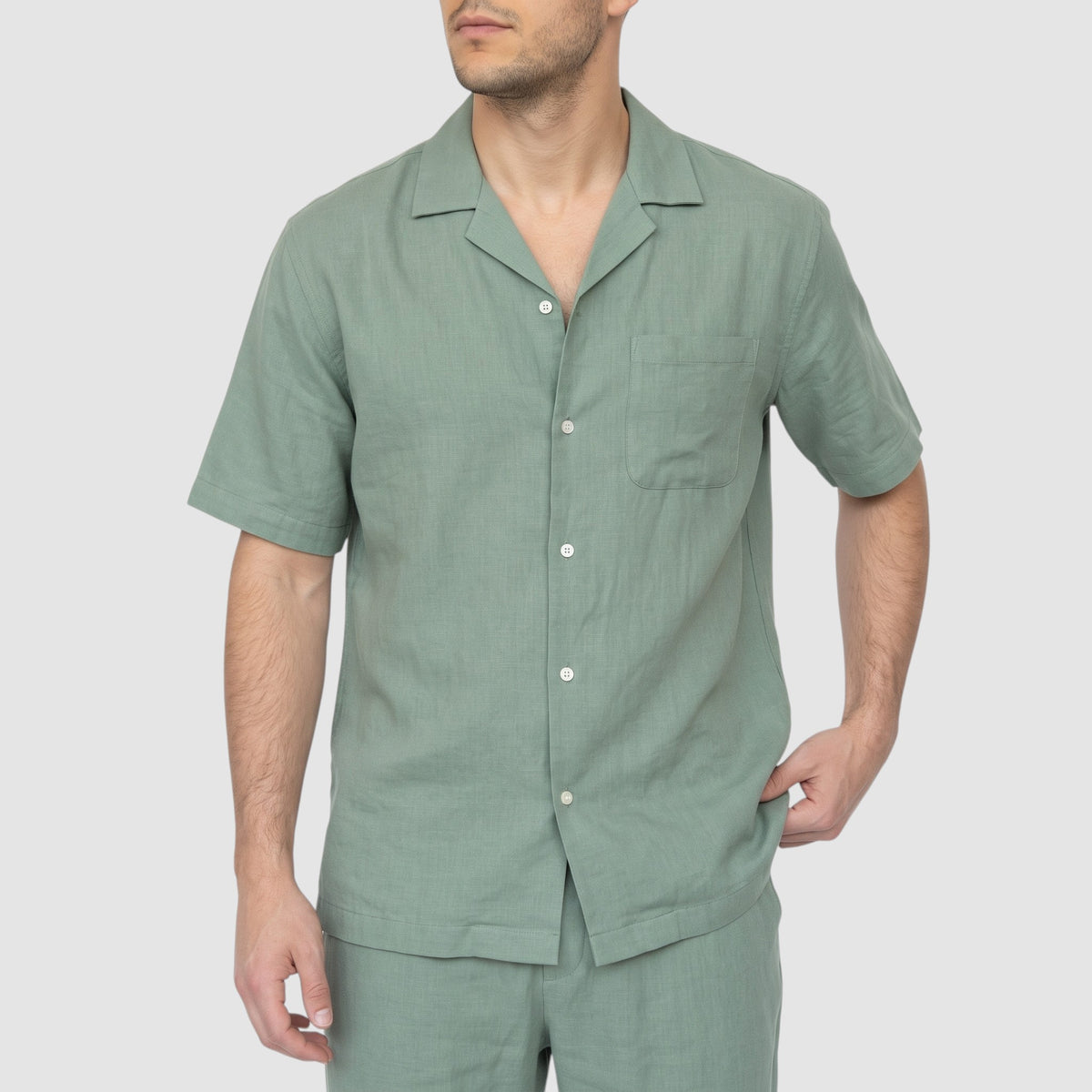 Men’s Casual Two-Piece Summer Set – Short Sleeve Shirt & Pants