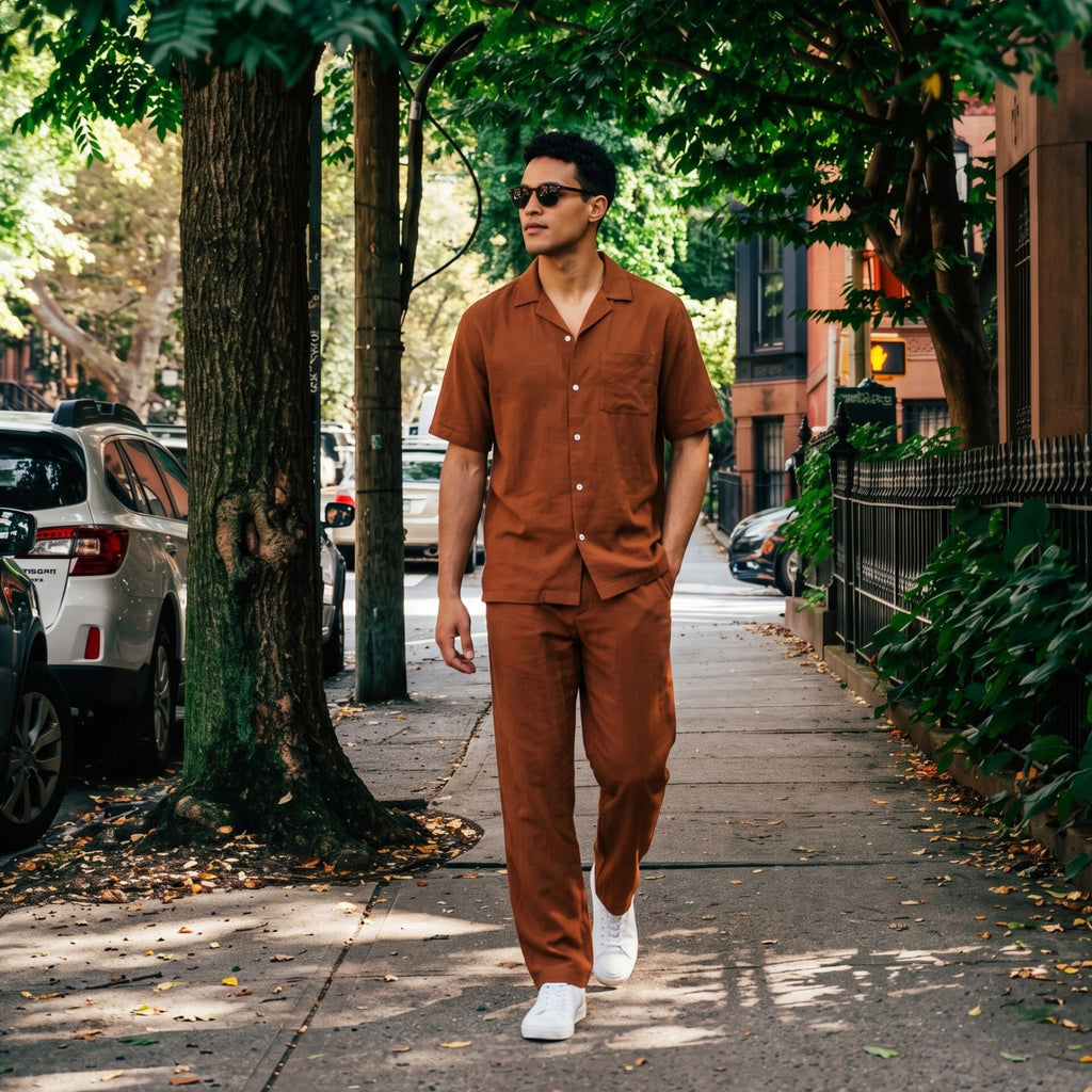 Men’s Casual Two-Piece Summer Set – Short Sleeve Shirt & Pants
