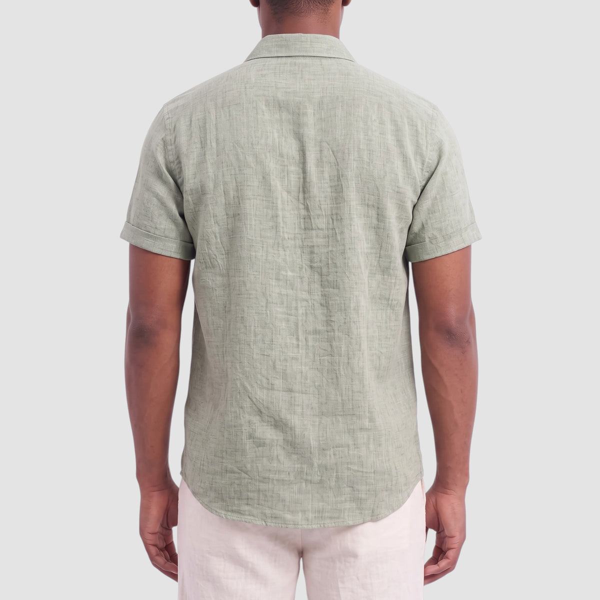 Men’s Linen Blend Shirt – Short Sleeve Button-Down Top