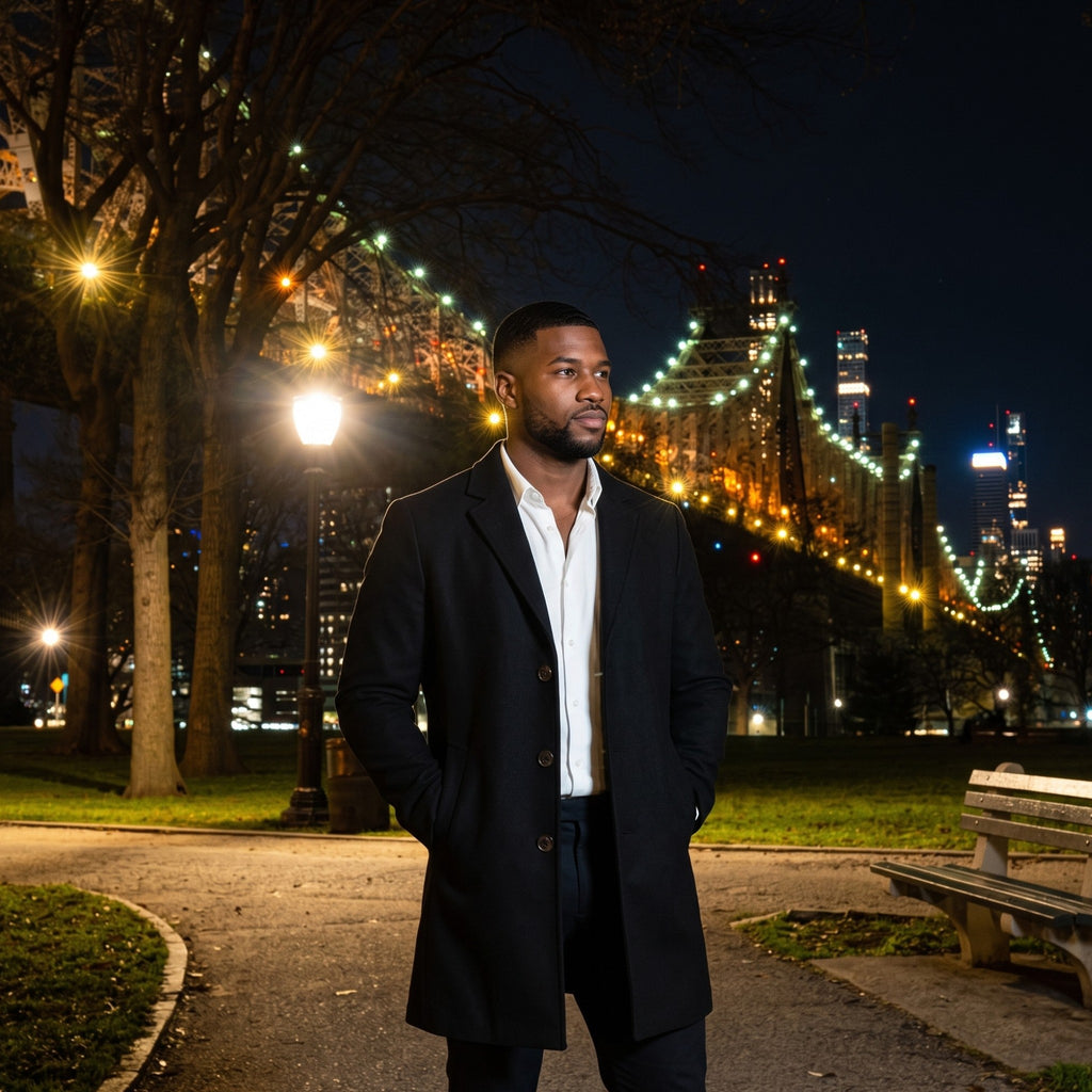 Men’s Wool Blend Overcoat – Long Single-Breasted Coat
