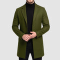 Men’s Wool Blend Overcoat – Long Single-Breasted Coat