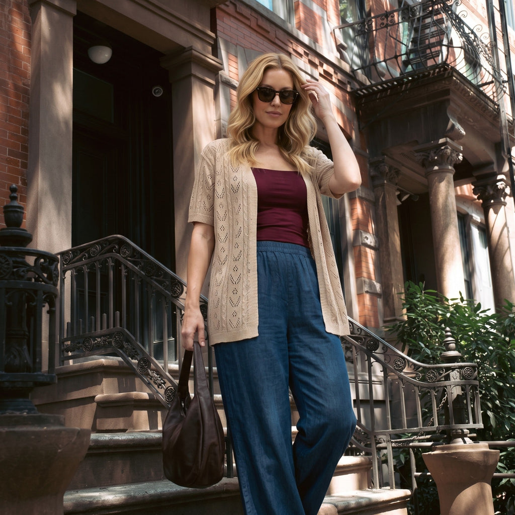 Women’s Open-Knit Cardigan – Lightweight Crochet-Style Layer