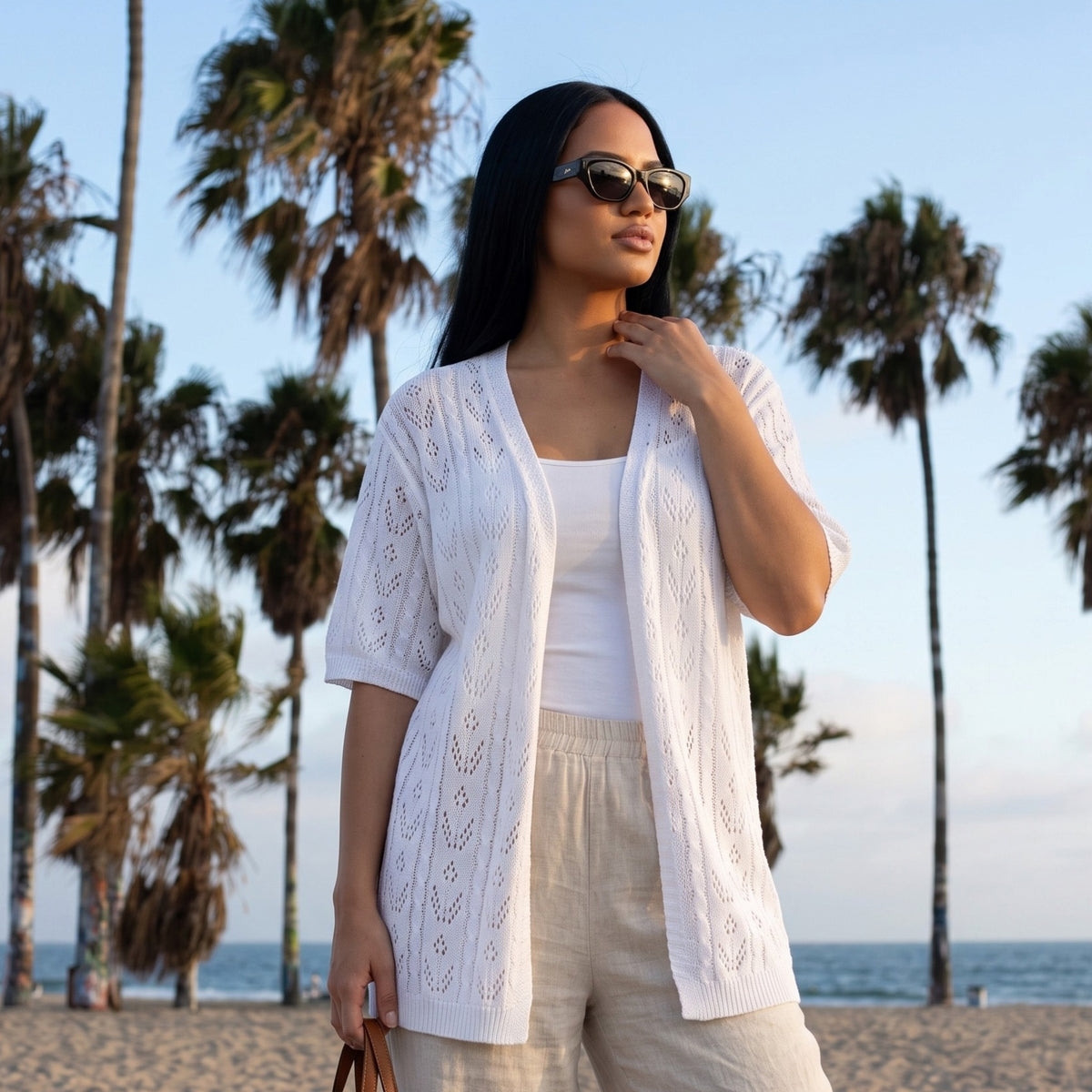 Women’s Open-Knit Cardigan – Lightweight Crochet-Style Layer