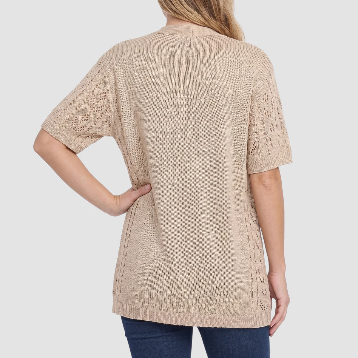 Women’s Open-Knit Cardigan – Lightweight Crochet-Style Layer