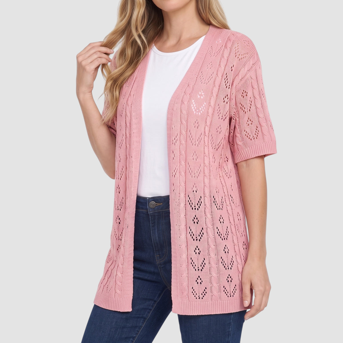 Women’s Open-Knit Cardigan – Lightweight Crochet-Style Layer