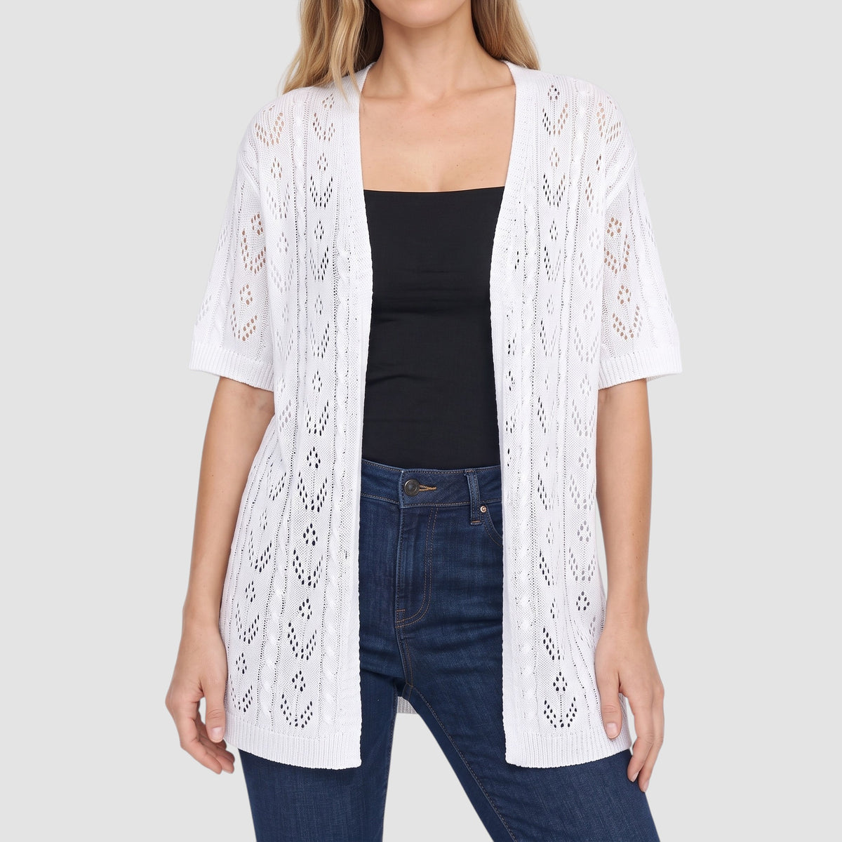 Women’s Open-Knit Cardigan – Lightweight Crochet-Style Layer