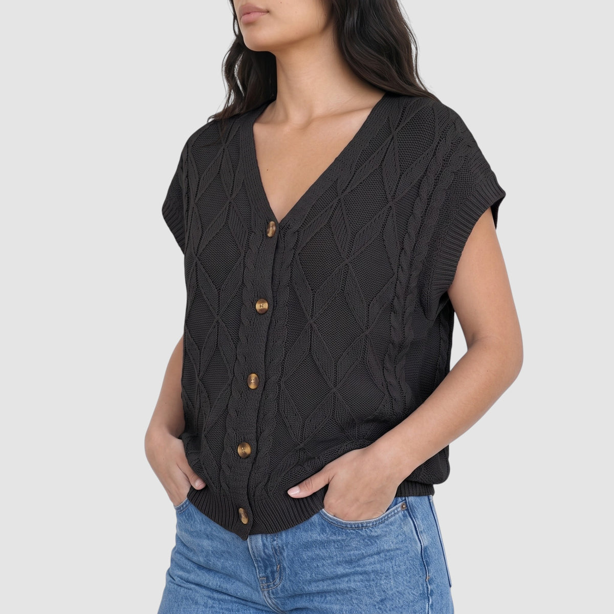 Women's Knit Sweater Vest Casual Layering Top