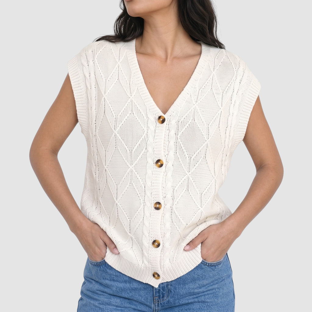 Women's Knit Sweater Vest Casual Layering Top