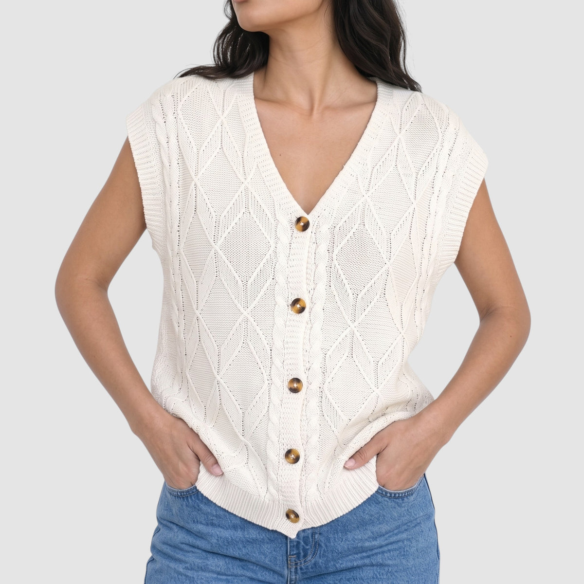 Women's Knit Sweater Vest Casual Layering Top