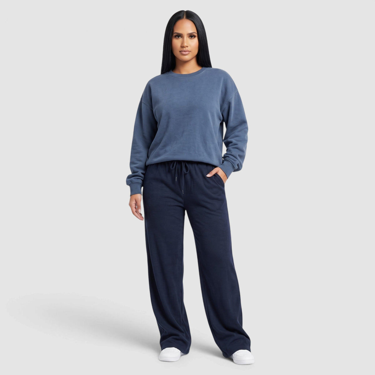 Women’s High-Waisted Drawstring Wide-Leg Trousers – Relaxed Fit