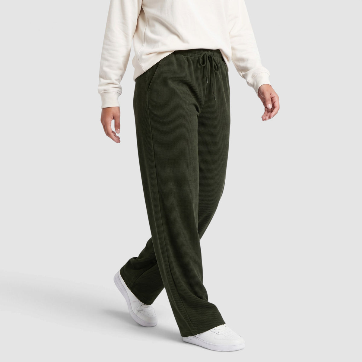 Women’s High-Waisted Drawstring Wide-Leg Trousers – Relaxed Fit