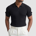 Men’s Slim Fit Ribbed Polo Shirt – Short Sleeve Casual Top
