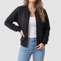 Women’s Textured Knit Bomber Jacket – Zip-Up Casual Outerwear