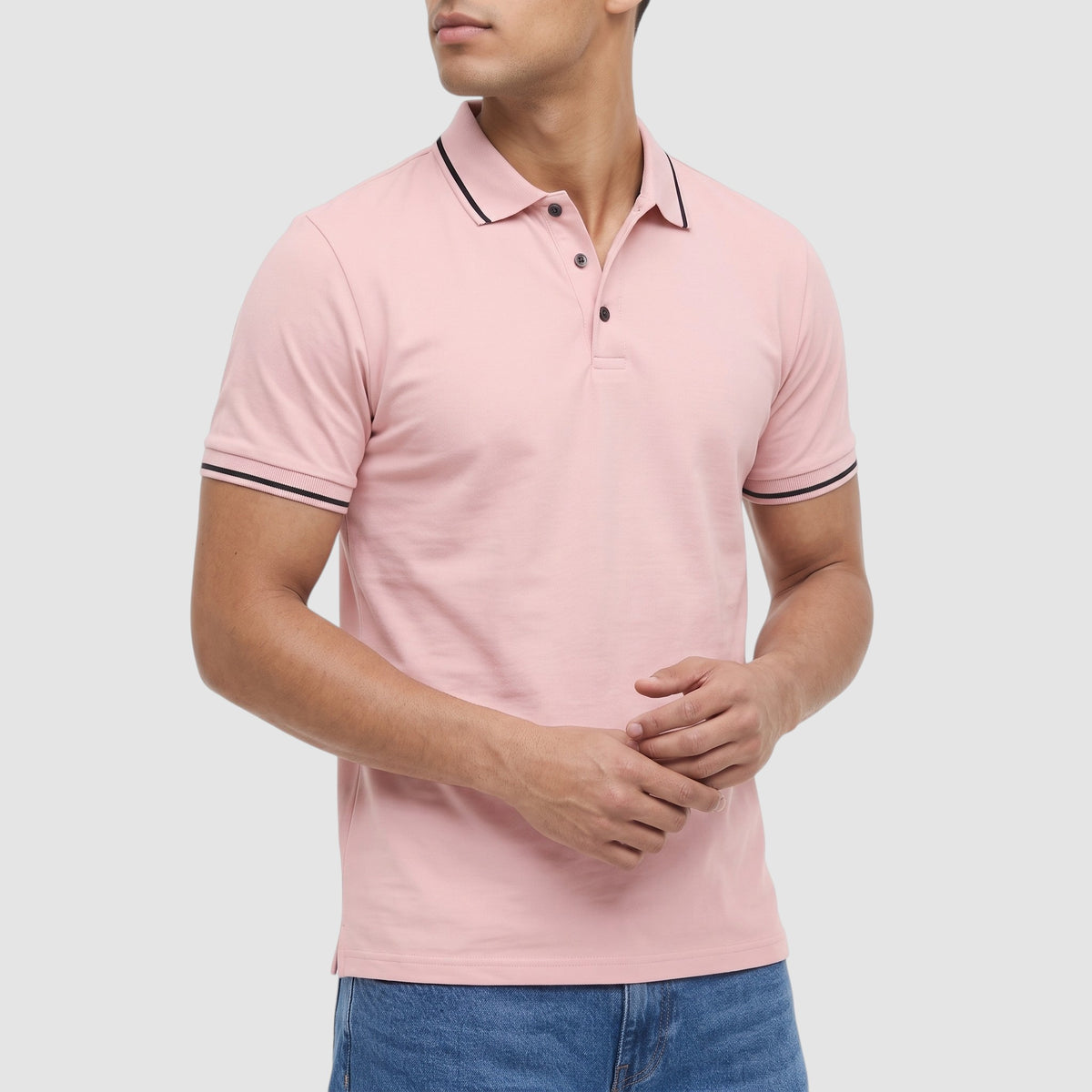 Men’s Slim Fit Contrast Trim Polo Shirt – Short Sleeve Casual Top