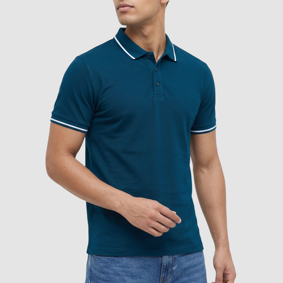 Men’s Slim Fit Contrast Trim Polo Shirt – Short Sleeve Casual Top