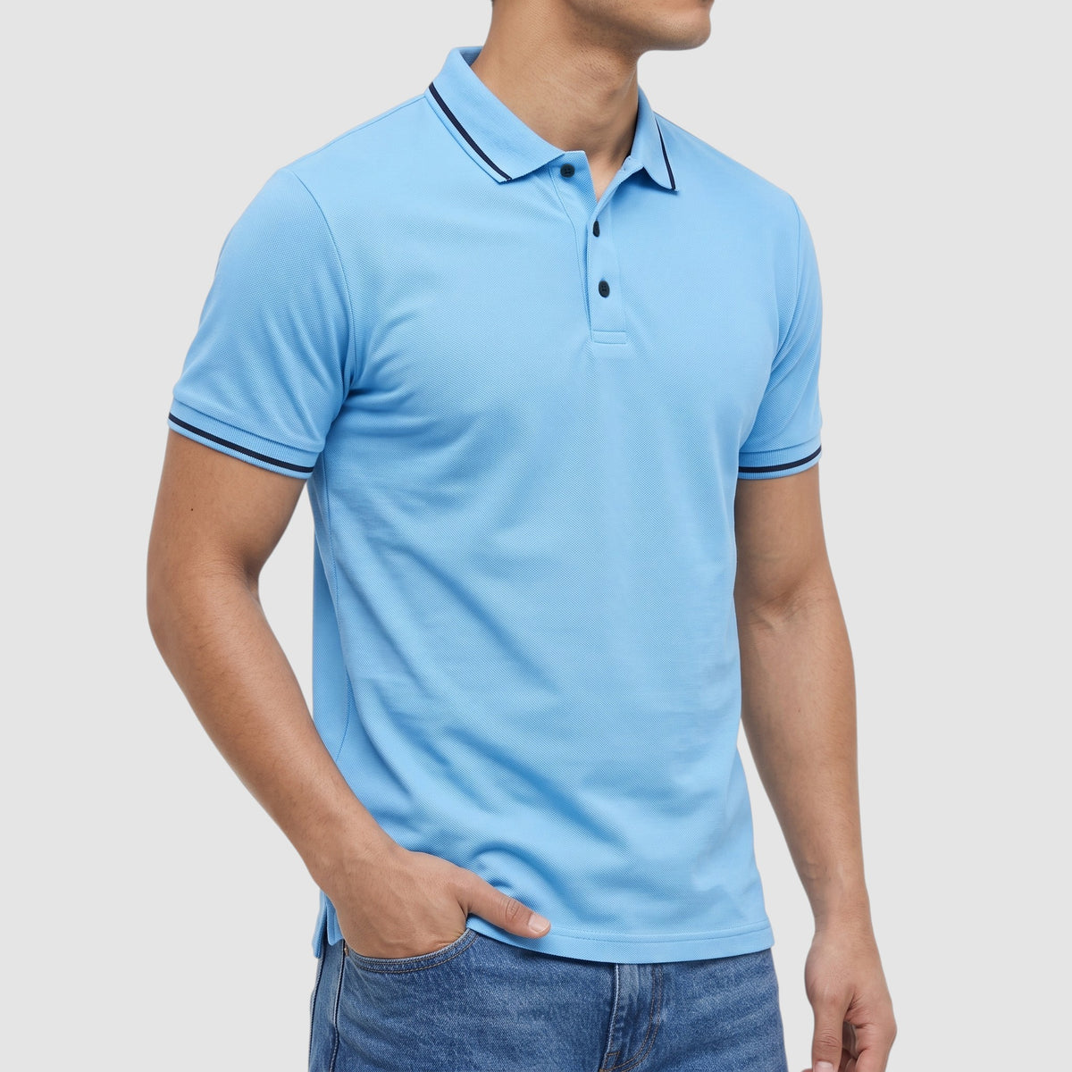 Men’s Slim Fit Contrast Trim Polo Shirt – Short Sleeve Casual Top