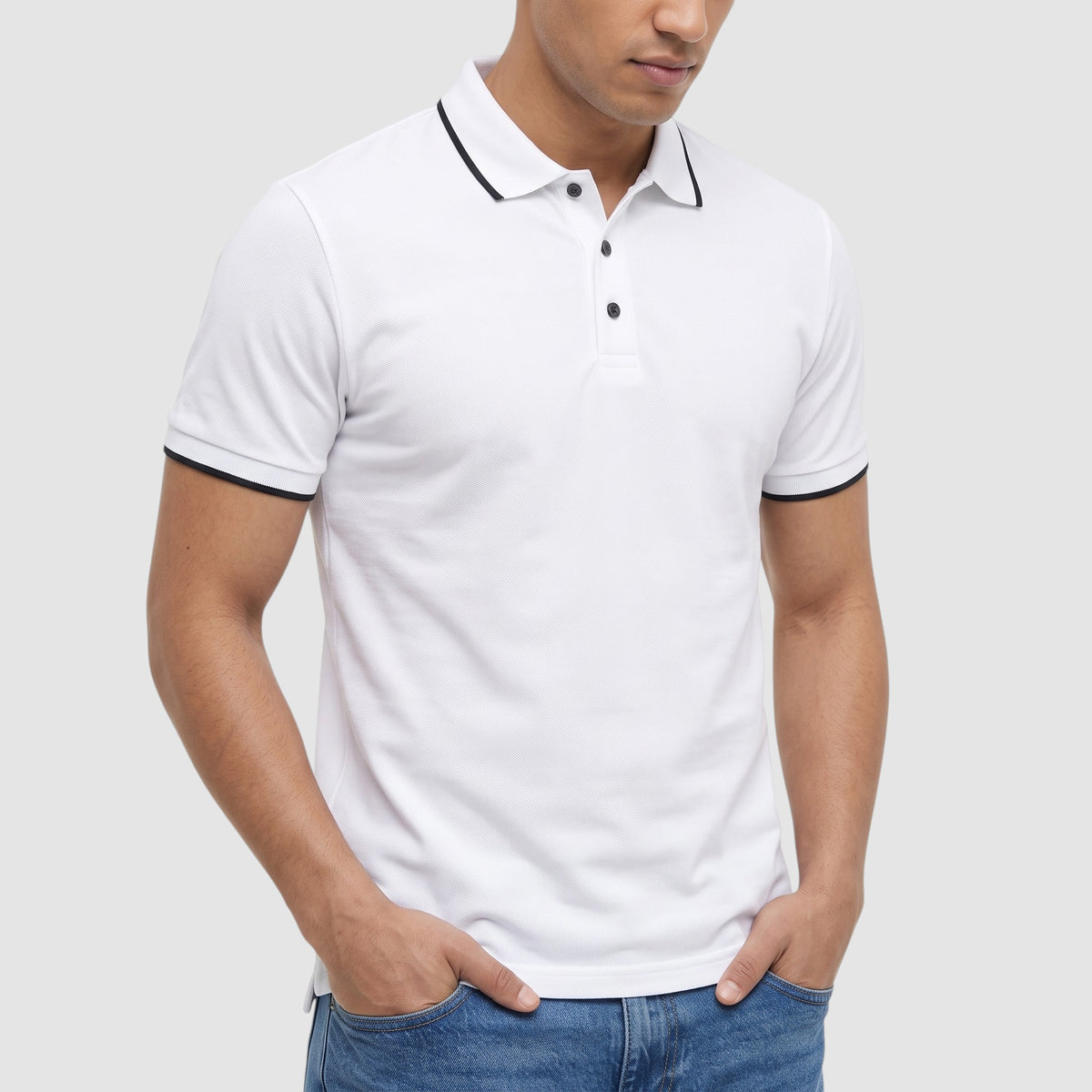 Men’s Slim Fit Contrast Trim Polo Shirt – Short Sleeve Casual Top