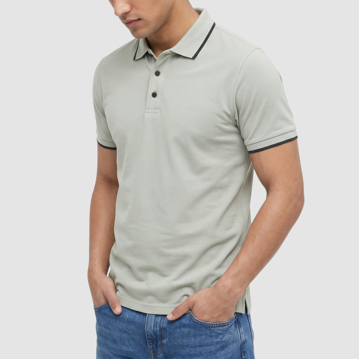 Men’s Slim Fit Contrast Trim Polo Shirt – Short Sleeve Casual Top