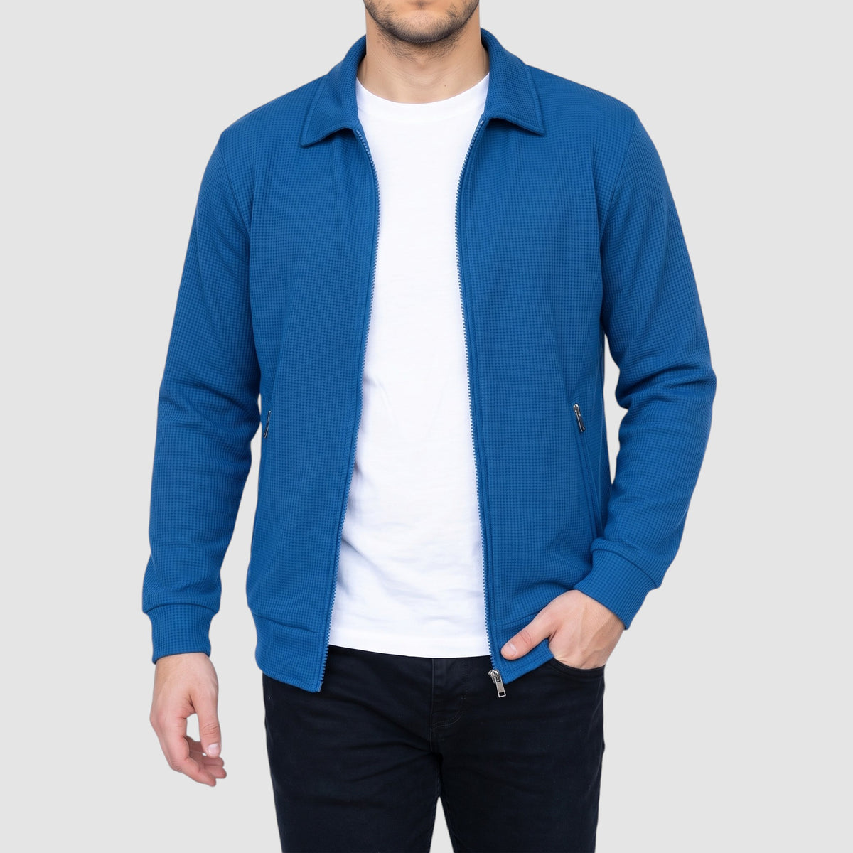 Men’s Casual Zip-Up Knit Jacket – Lightweight