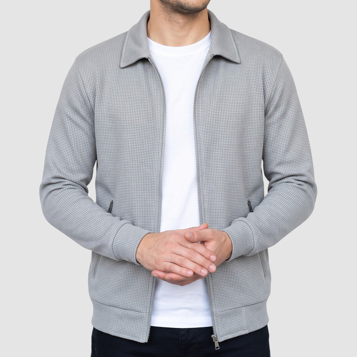Men’s Casual Zip-Up Knit Jacket – Lightweight