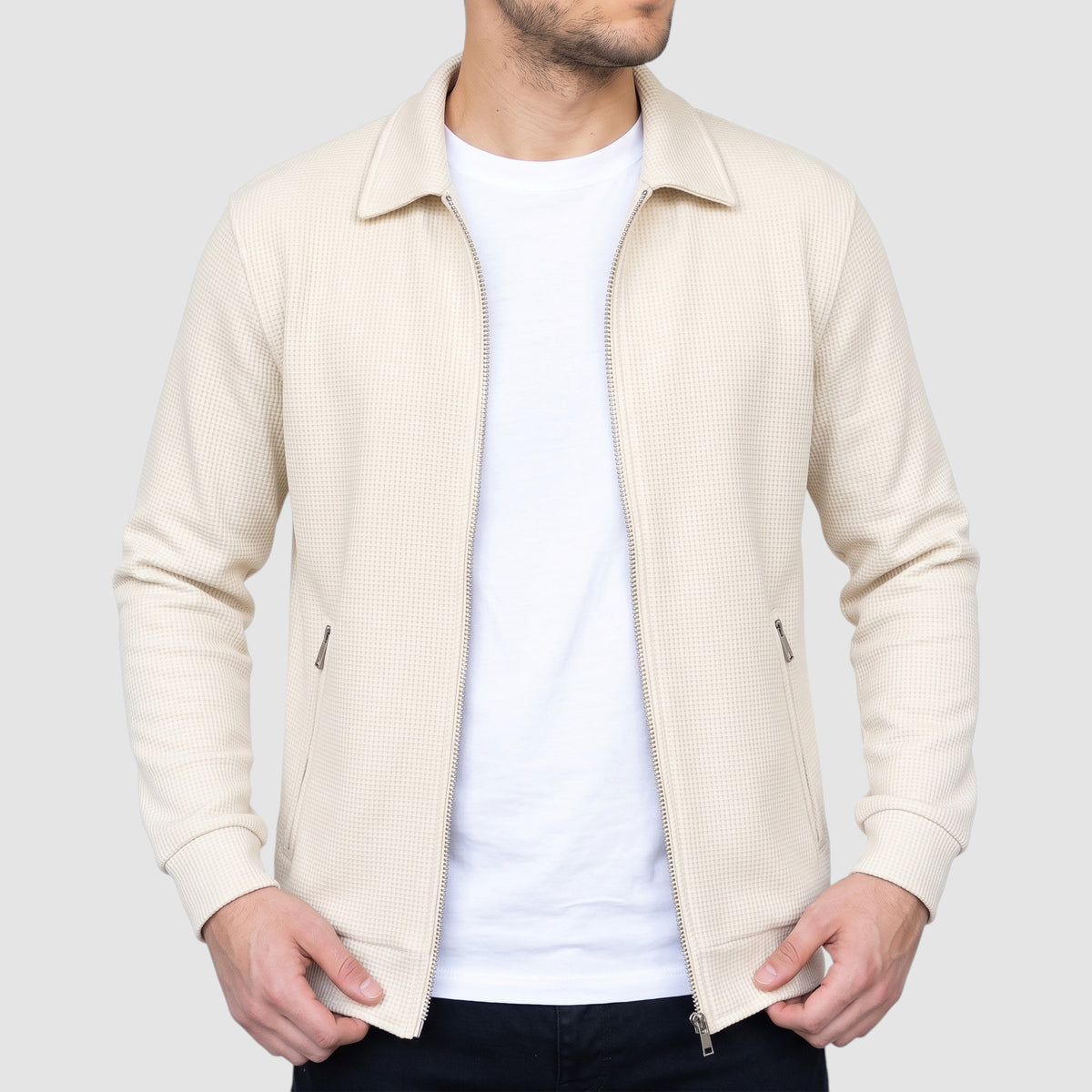 Men’s Casual Zip-Up Knit Jacket – Lightweight