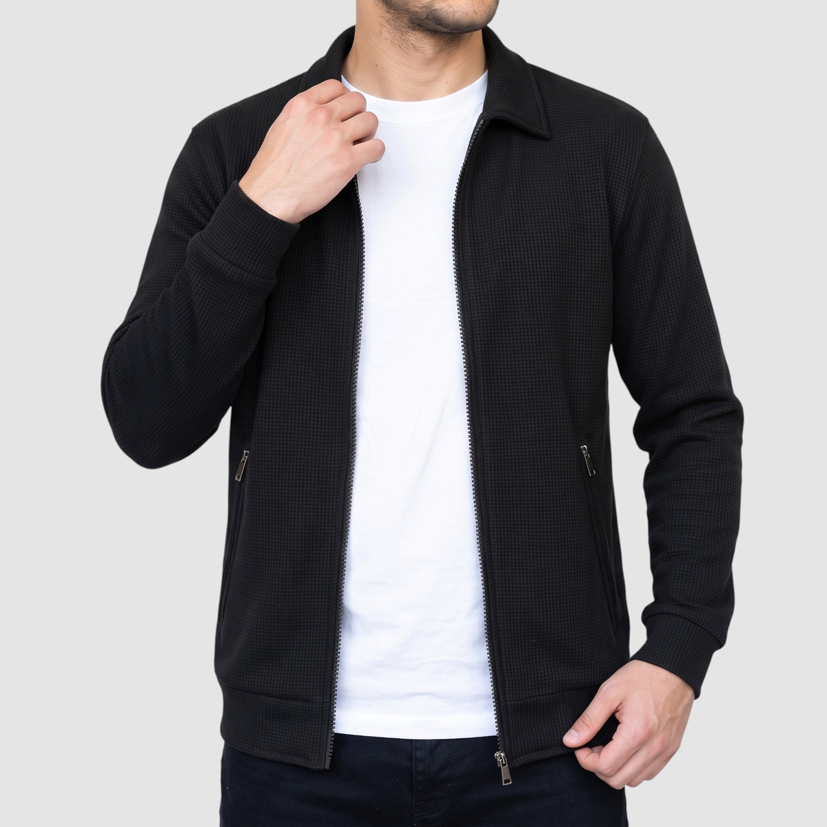 Men’s Casual Zip-Up Knit Jacket – Lightweight