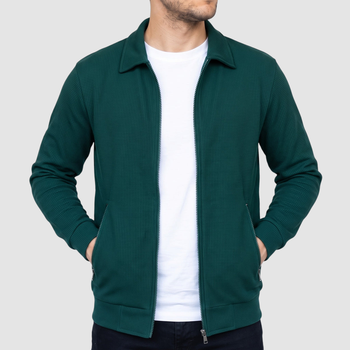 Men’s Casual Zip-Up Knit Jacket – Lightweight