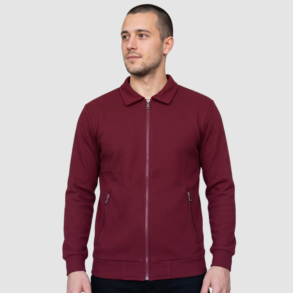 Men’s Casual Zip-Up Knit Jacket – Lightweight