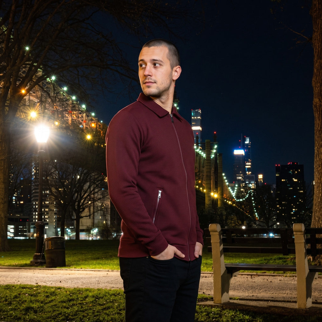 Men’s Casual Zip-Up Knit Jacket – Lightweight