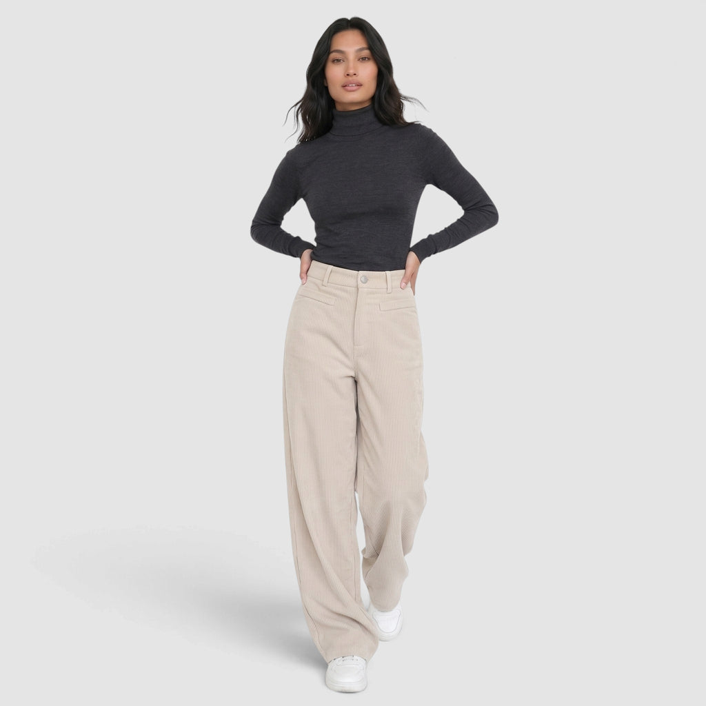 Women’s High-Waisted Wide-Leg Trousers – Textured Relaxed Fit