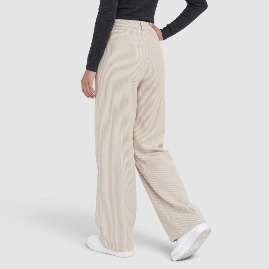 Women’s High-Waisted Wide-Leg Trousers – Textured Relaxed Fit