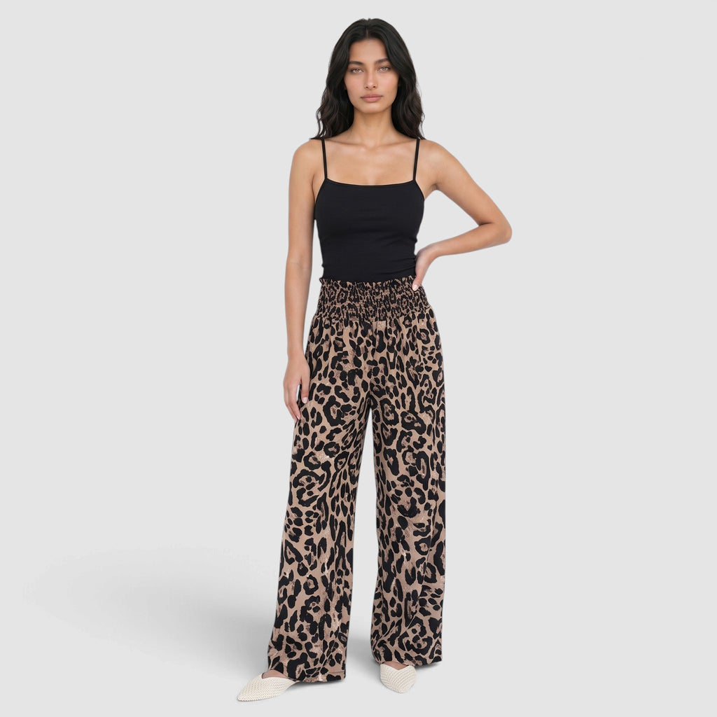 Women’s Leopard Print Wide-Leg Trousers – Relaxed Statement Fit