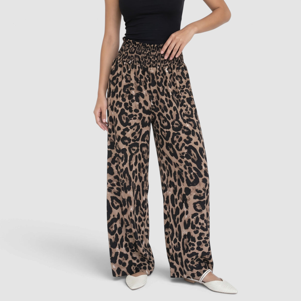 Women’s Leopard Print Wide-Leg Trousers – Relaxed Statement Fit