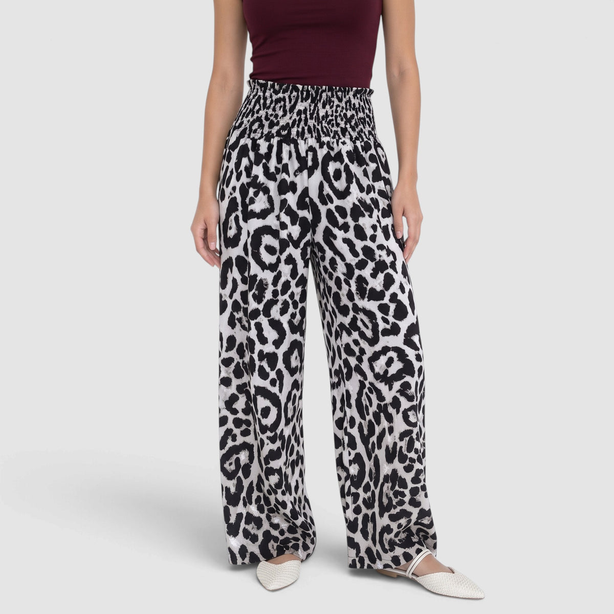 Women’s Leopard Print Wide-Leg Trousers – Relaxed Statement Fit
