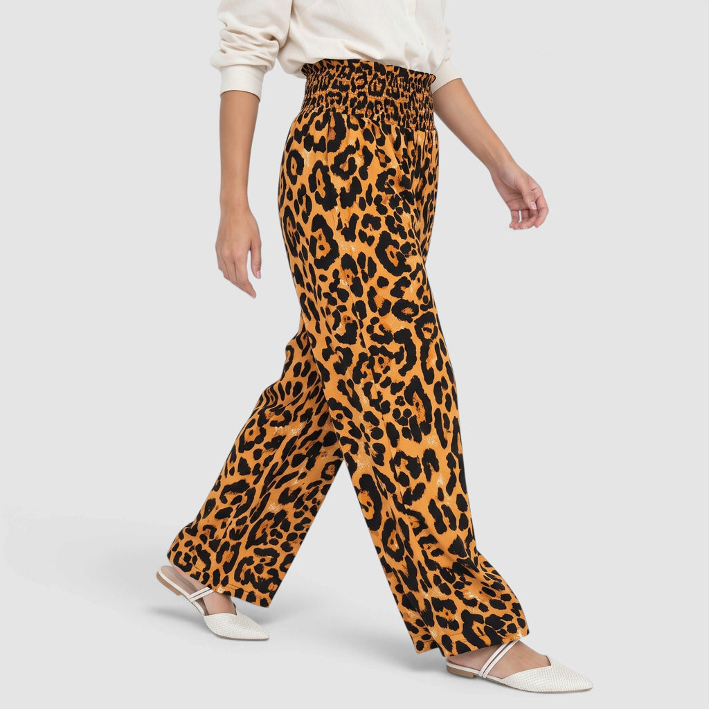 Women’s Leopard Print Wide-Leg Trousers – Relaxed Statement Fit