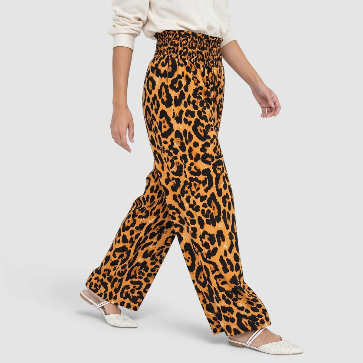 Women’s Leopard Print Wide-Leg Trousers – Relaxed Statement Fit