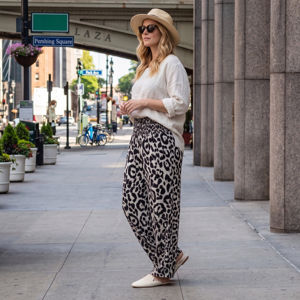 Women’s Leopard Print Wide-Leg Trousers – Relaxed Statement Fit
