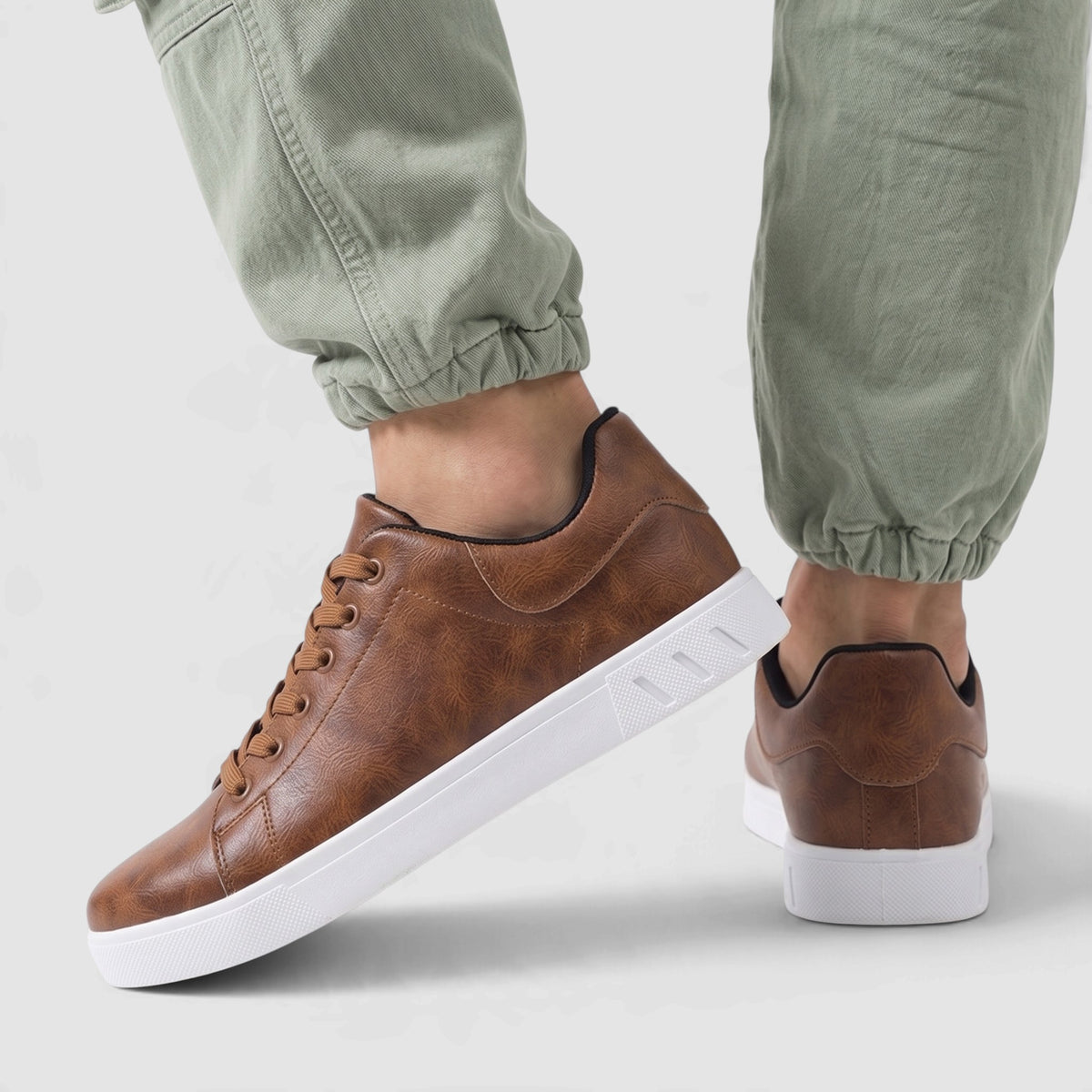 Men’s Leather Lace-Up Sneakers – Casual Shoes