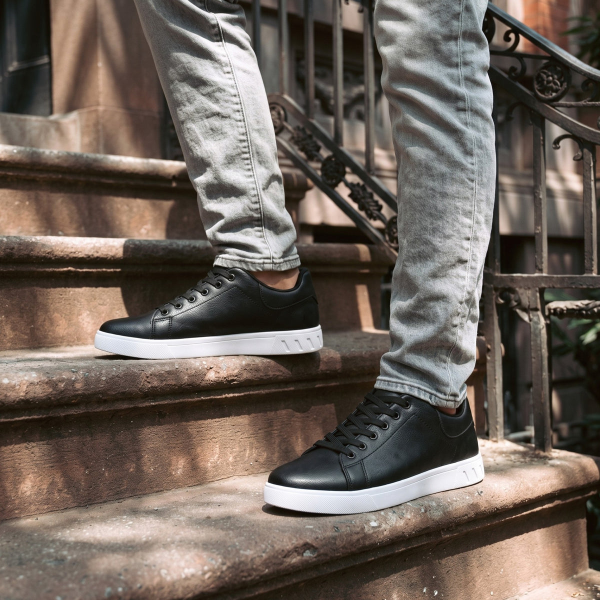 Men’s Leather Lace-Up Sneakers – Casual Shoes