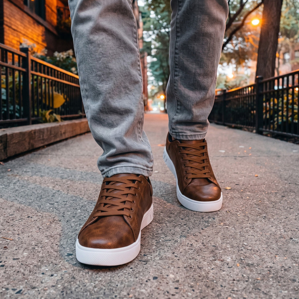 Men’s Leather Lace-Up Sneakers – Casual Shoes