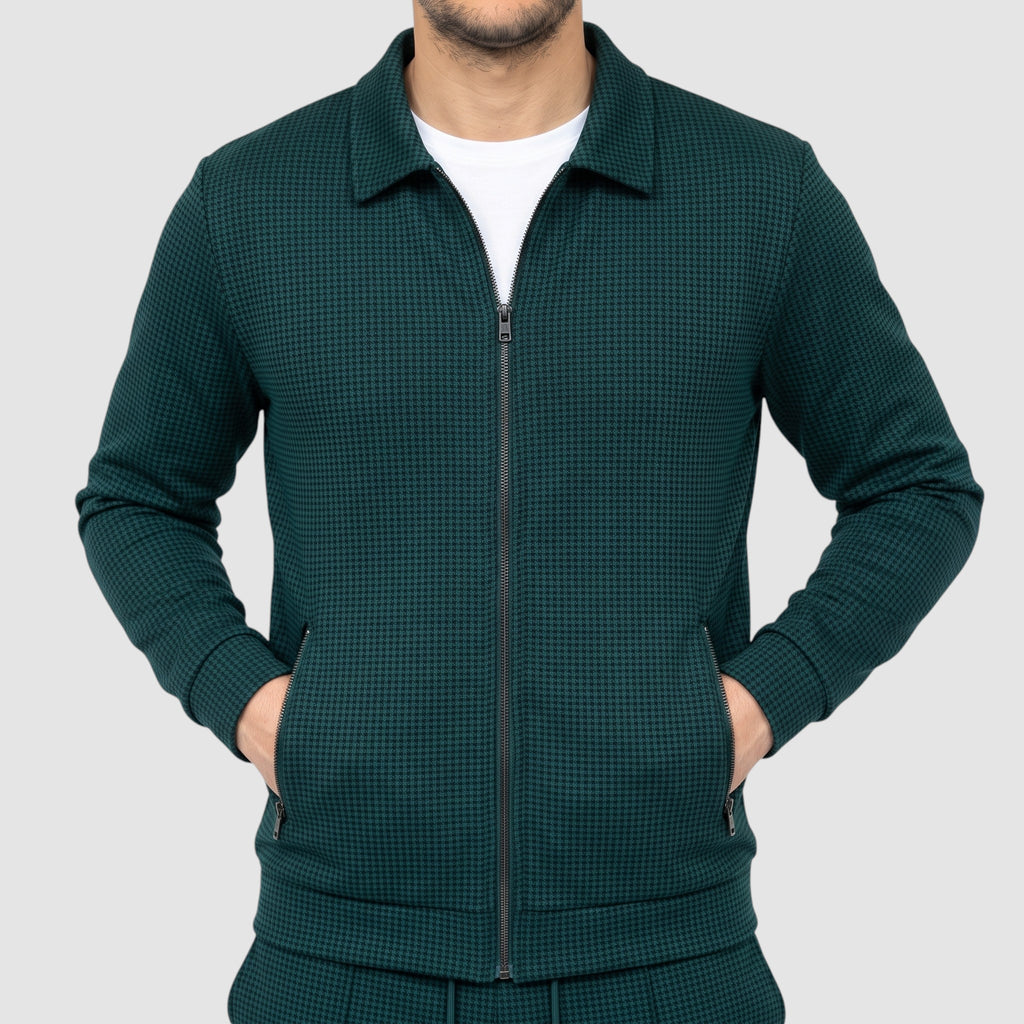 Men’s Textured Zip-Up Jacket & Pants Set
