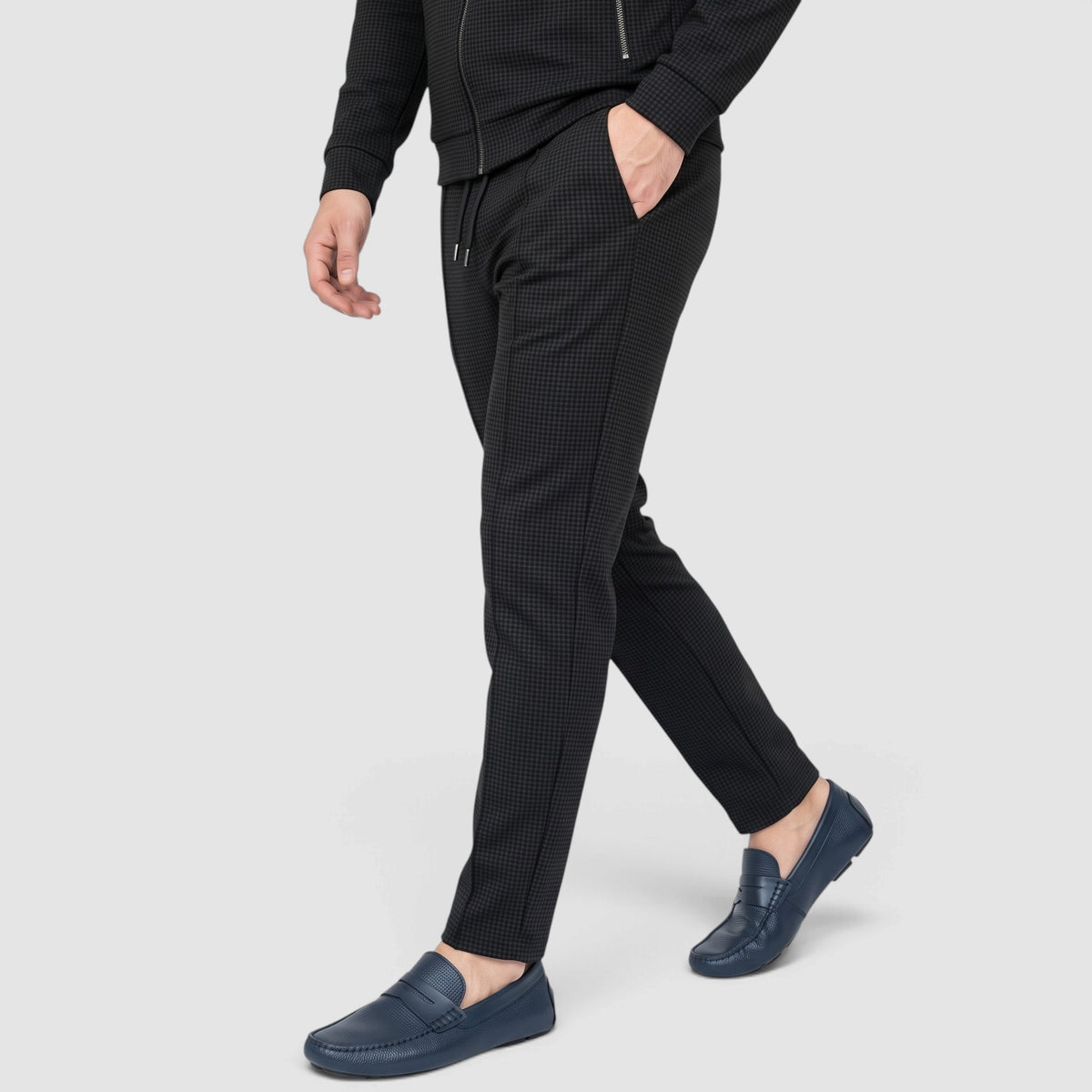 Men’s Textured Zip-Up Jacket & Pants Set