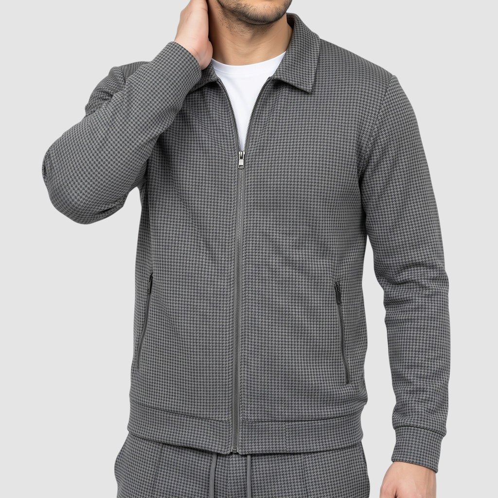 Men’s Textured Zip-Up Jacket & Pants Set