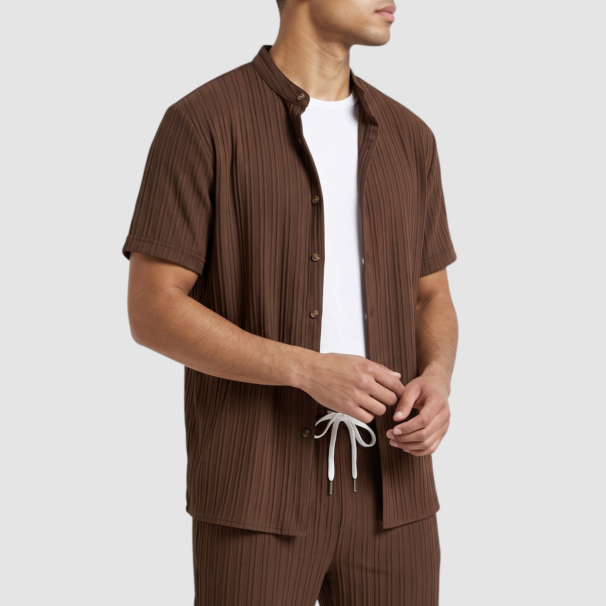 Men’s Textured Two-Piece Summer Set – Short Sleeve Shirt & Relaxed Pants