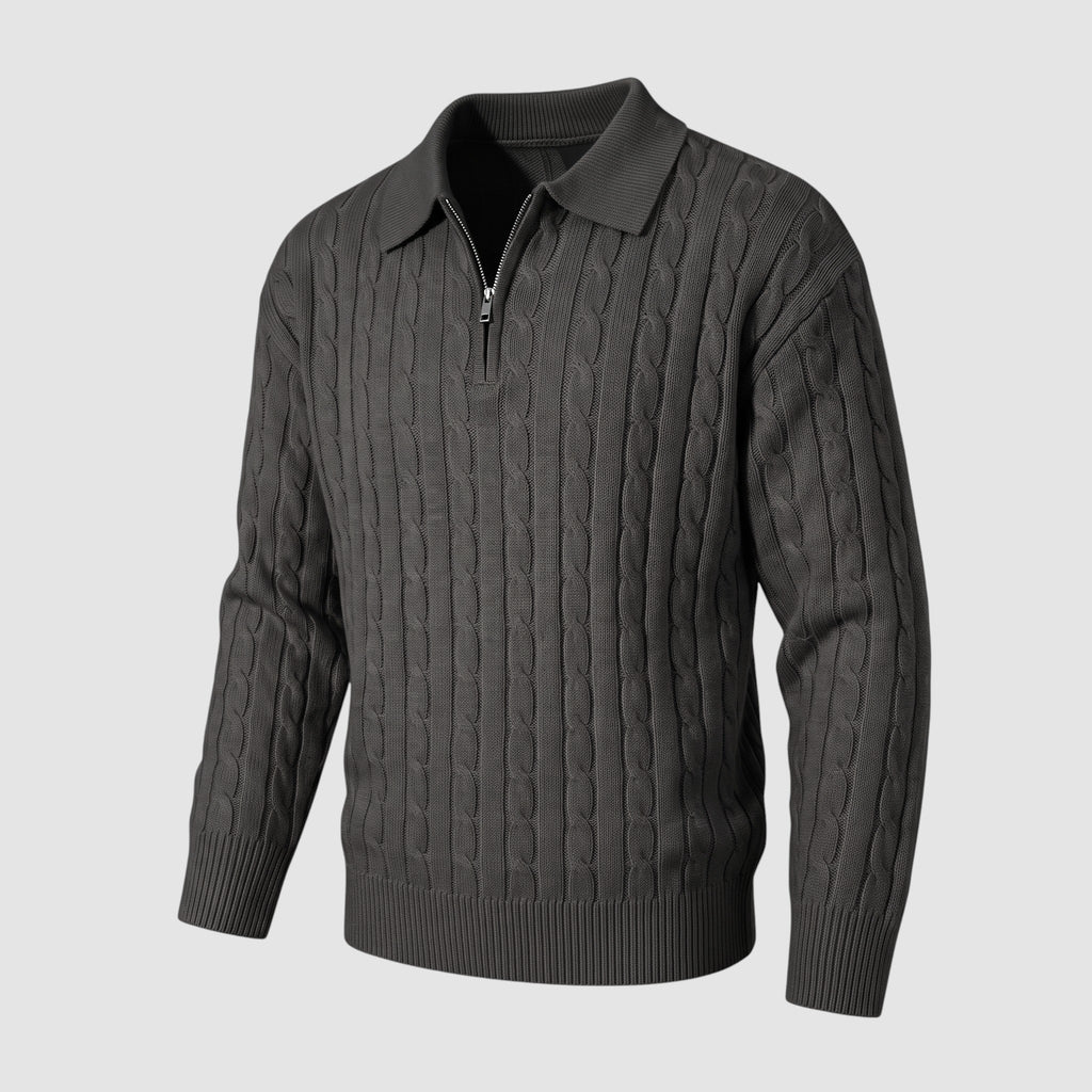 Men’s Cable Knit Quarter-Zip Sweater