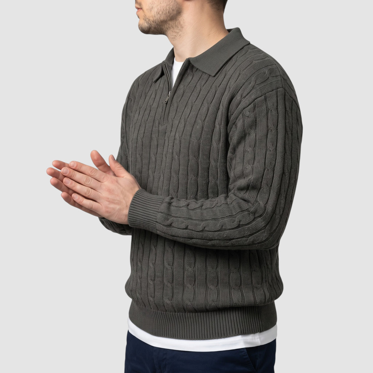 Men’s Cable Knit Quarter-Zip Sweater