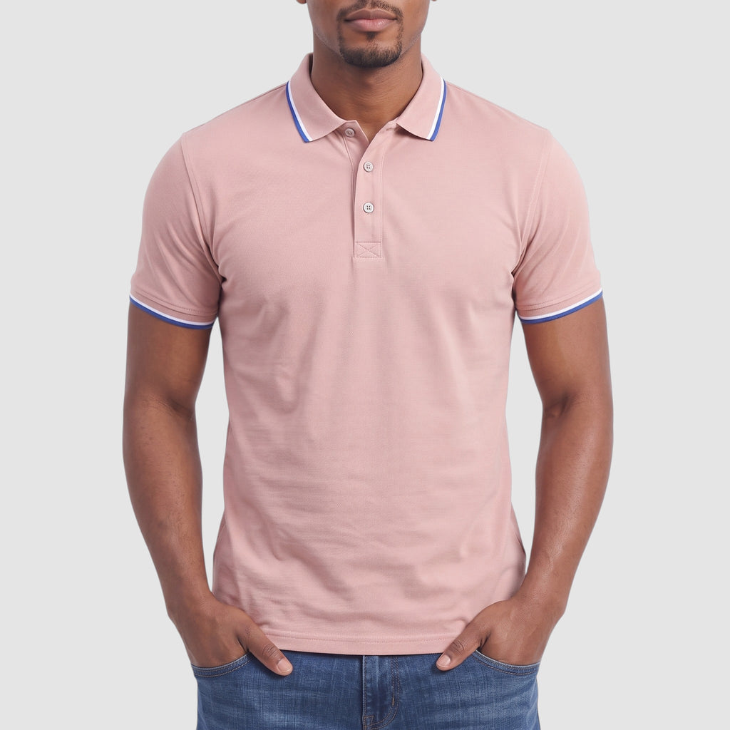 Men’s Contrast Collar Polo Shirt – Short Sleeve Casual Top