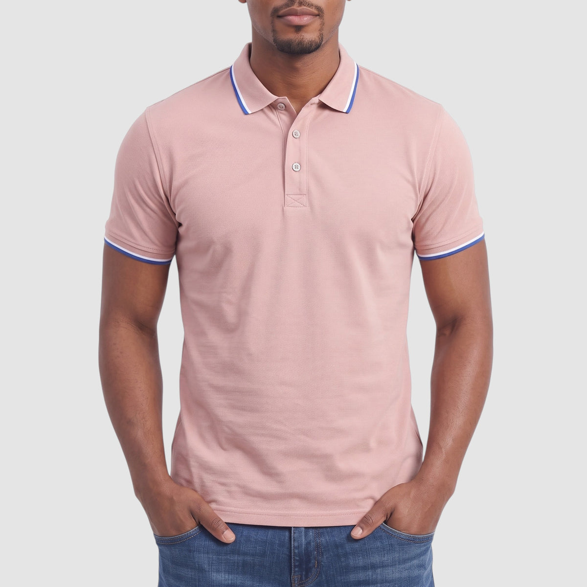 Men’s Contrast Collar Polo Shirt – Short Sleeve Casual Top