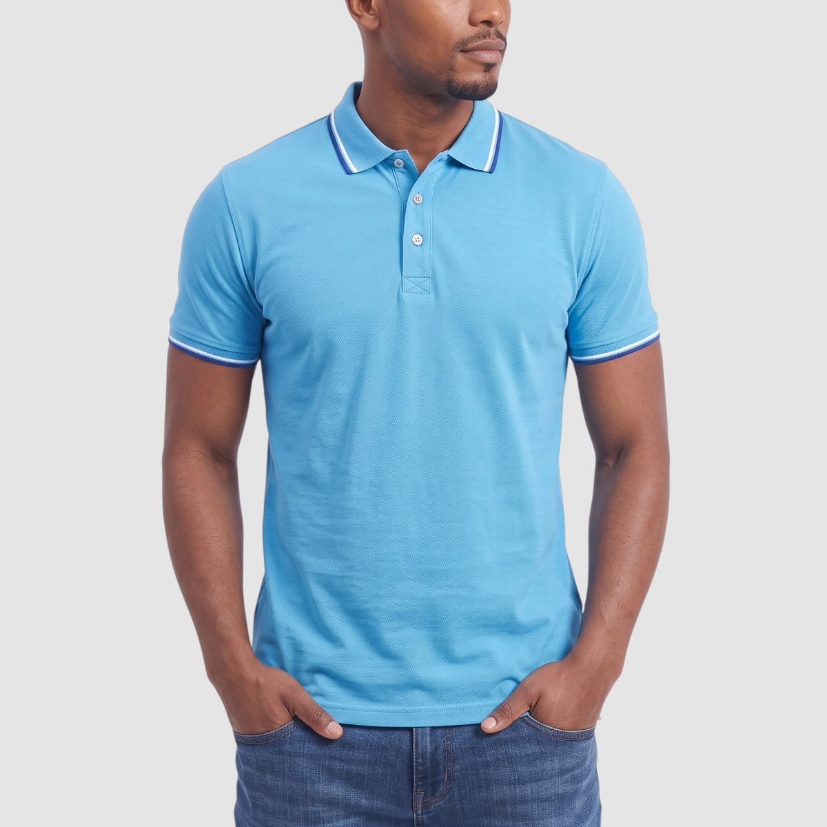 Men’s Contrast Collar Polo Shirt – Short Sleeve Casual Top