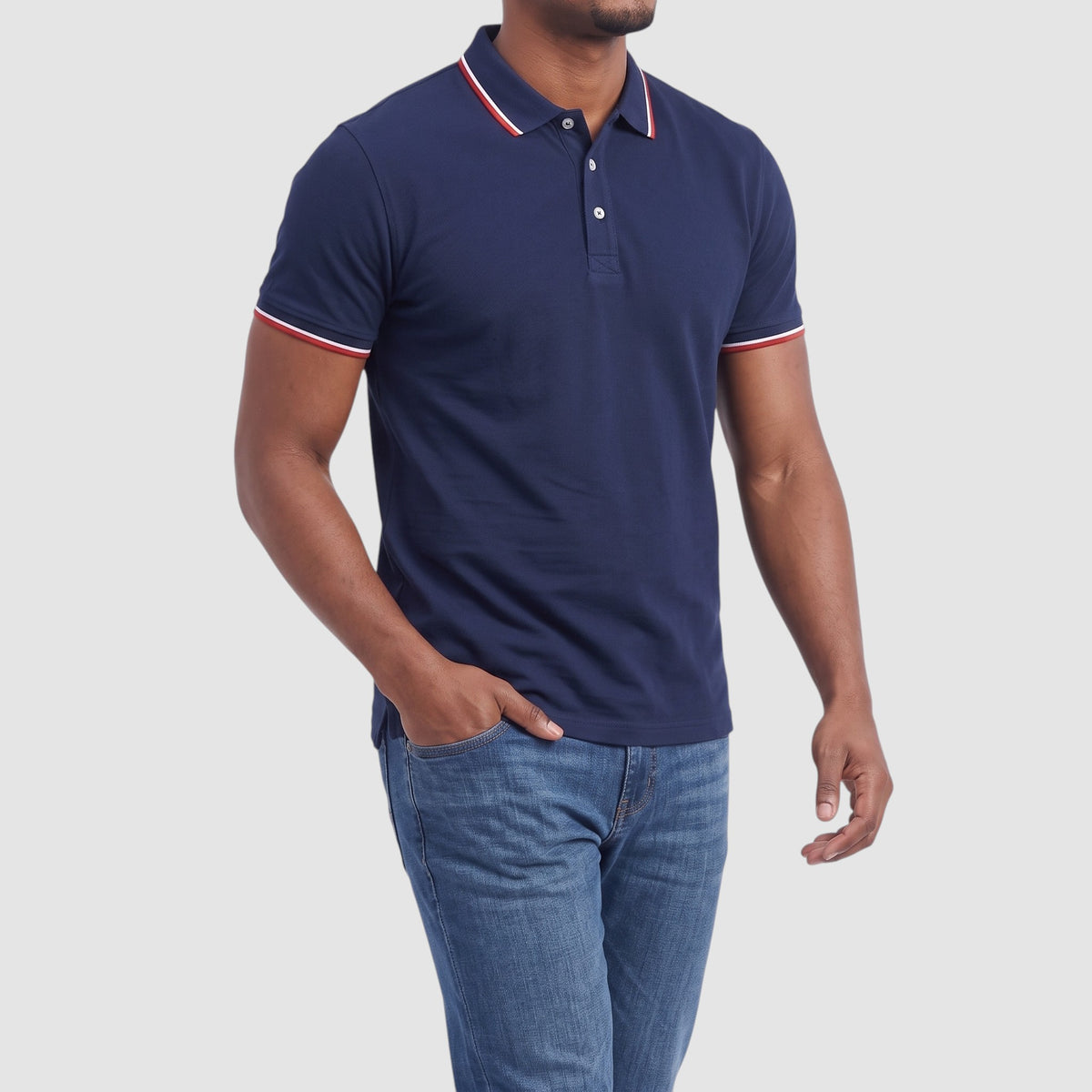 Men’s Contrast Collar Polo Shirt – Short Sleeve Casual Top